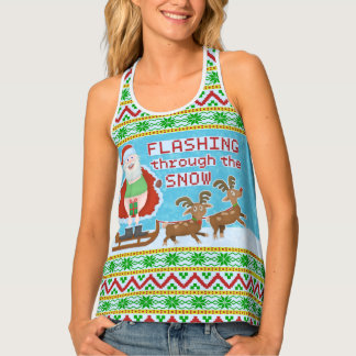 Funny Ugly Christmas | Santa Flashing Thru Snow Tank Top