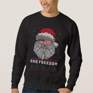 Funny Ugly Christmas Sweater American Flag Santa