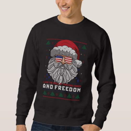 Funny Ugly Christmas Sweater American Flag Santa