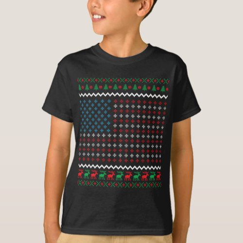 Funny Ugly Christmas Sweater American Flag USA