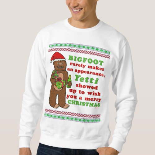 Funny Ugly Christmas Sweater Bigfoot Sasquatch Pun