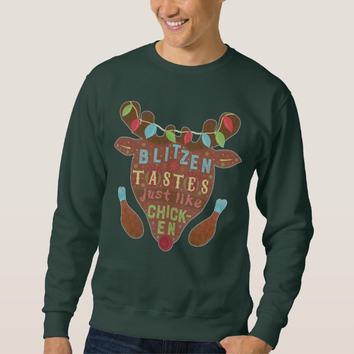 Funny Ugly Christmas Sweater Blitzen Reindeer Joke