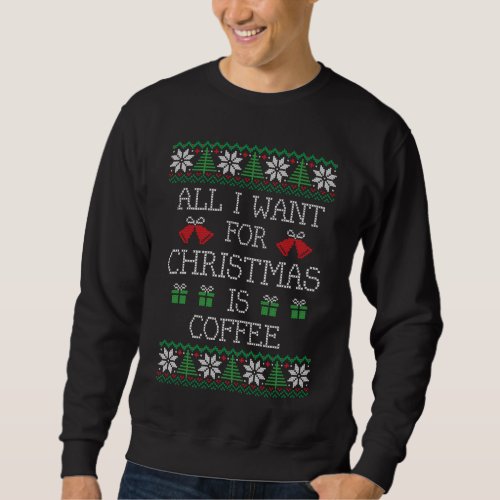 Funny Ugly Christmas Sweater Coffee Knit Script
