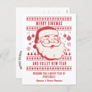 Funny Ugly Christmas Sweater Custom Pickleball Holiday Postcard