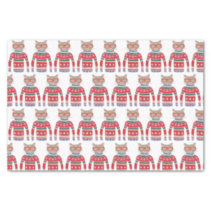 Funny Ugly Christmas Sweater, Cute Cat Lover Tissue Paper