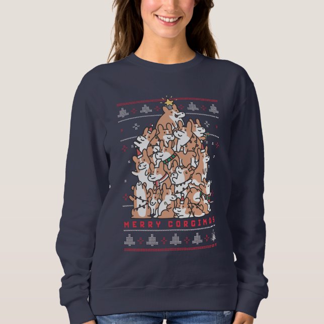 Funny Ugly Christmas Sweater Cute Corgi Dog Lover (Front)