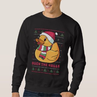 Funny Ugly Christmas Sweater Cute Duck The Halls