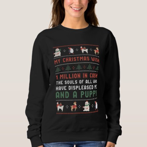 Funny Ugly Christmas Sweater Dog Lover Xmas Wish