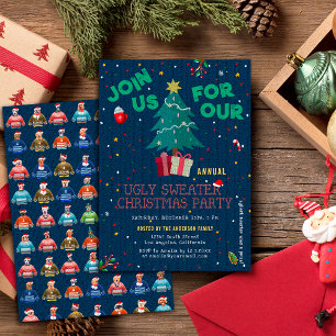 Funny Ugly Christmas Sweater Dog Party Invitation