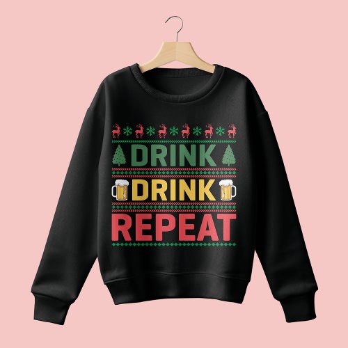 Funny Ugly Christmas Sweater Drink Beer Script