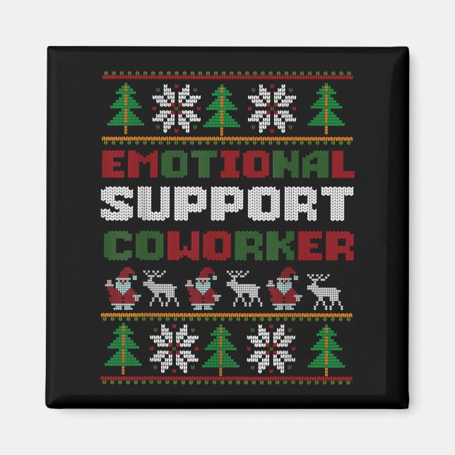 Funny Ugly Christmas Sweater Emotional Suprt Cowor Magnet (Front)