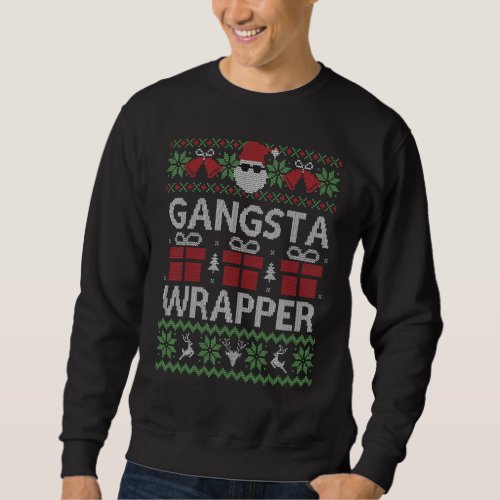 Funny Ugly Christmas Sweater Gansta Wrapper Santa 
