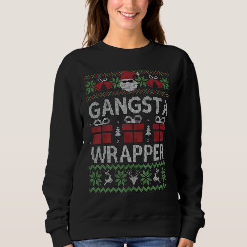 Funny Ugly Christmas Sweater Gansta Wrapper Santa 
