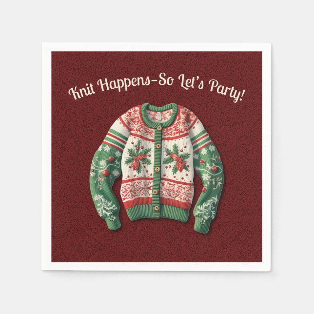 Funny Ugly Christmas Sweater Holiday Party Napkins (Front)
