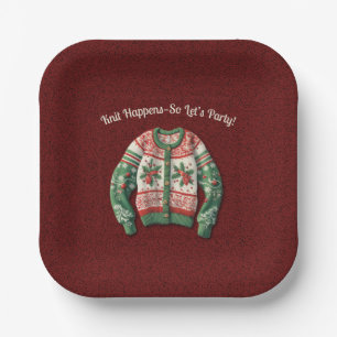 Funny Ugly Christmas Sweater Holiday Party Paper Plates