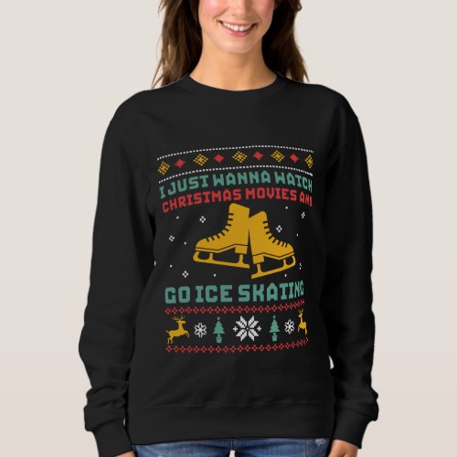 Funny Ugly Christmas Sweater Ice Skating Skater