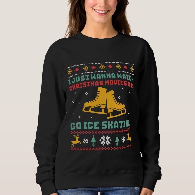 Funny Ugly Christmas Sweater Ice Skating Skater (Front)