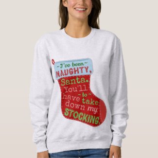 Funny Ugly Christmas Sweater Naughty Stocking Joke