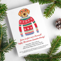 Funny Ugly Christmas Sweater Party Cute Dog Invitation