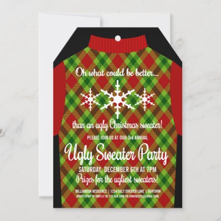 Funny Ugly Christmas Sweater Party Invitation