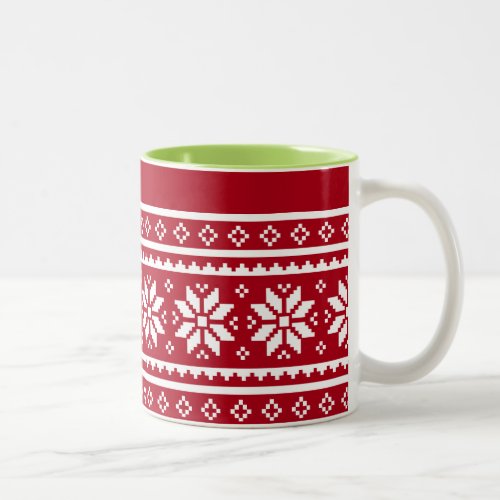 Funny ugly Christmas sweater pattern coffee mugs