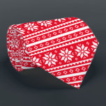 Funny Ugly Christmas Sweater pattern neck tie<br><div class="desc">Funny Ugly Christmas Sweater pattern neck tie. Red and white nordic snowflake fair isle knitting design. Cute Holiday necktie for Xmas party at home or office. Fun clothing accessories for men and women. Custom color background. Humorous props for gags and parties.</div>