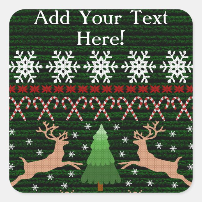 Funny Ugly Christmas Sweater Personalized Square Sticker (Front)