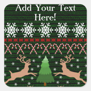 Funny Ugly Christmas Sweater Personalized Square Sticker