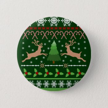 Funny Ugly Christmas Sweater Pinback Button by ChristmasCardShop at Zazzle