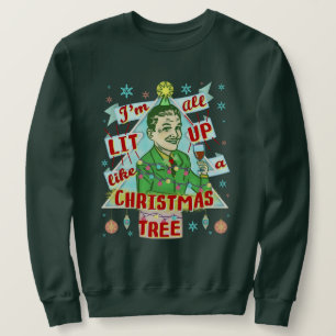 Funny Ugly Christmas Sweater Retro Drinking Man