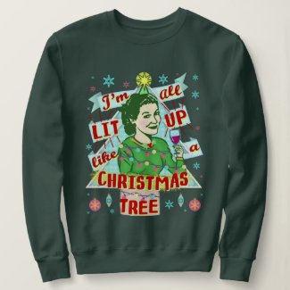 Funny Ugly Christmas Sweater Retro Drinking Woman