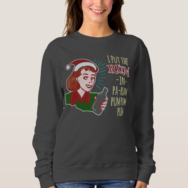 Funny Ugly Christmas Sweater Retro Rum Woman Humor (Front)