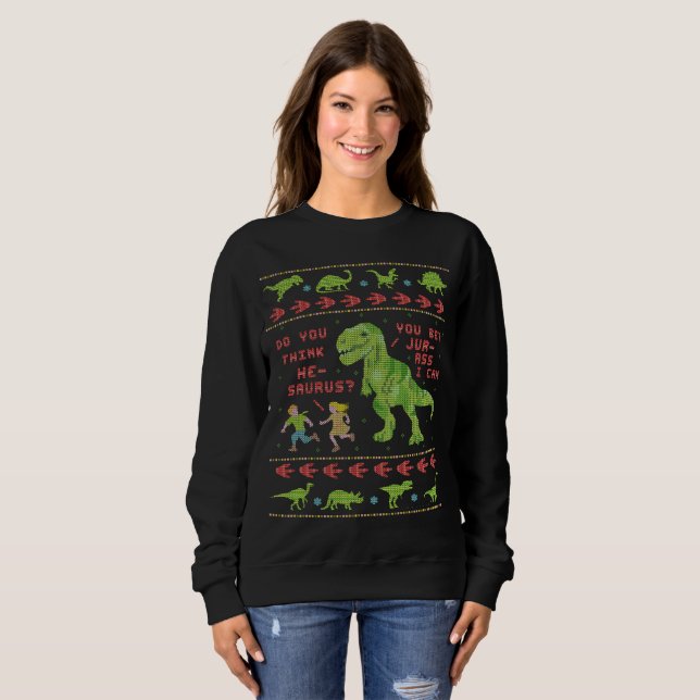 Funny Ugly Christmas Sweater T Rex Dinosaur Pun Zazzle