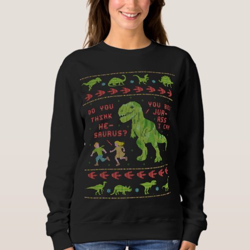 Funny Ugly Christmas Sweater  T Rex Dinosaur Pun