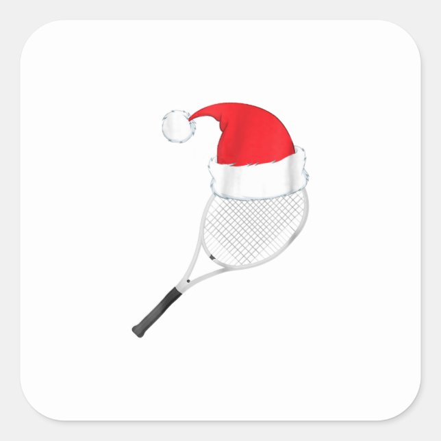 funny ugly christmas sweater tennis  santa square sticker (Front)