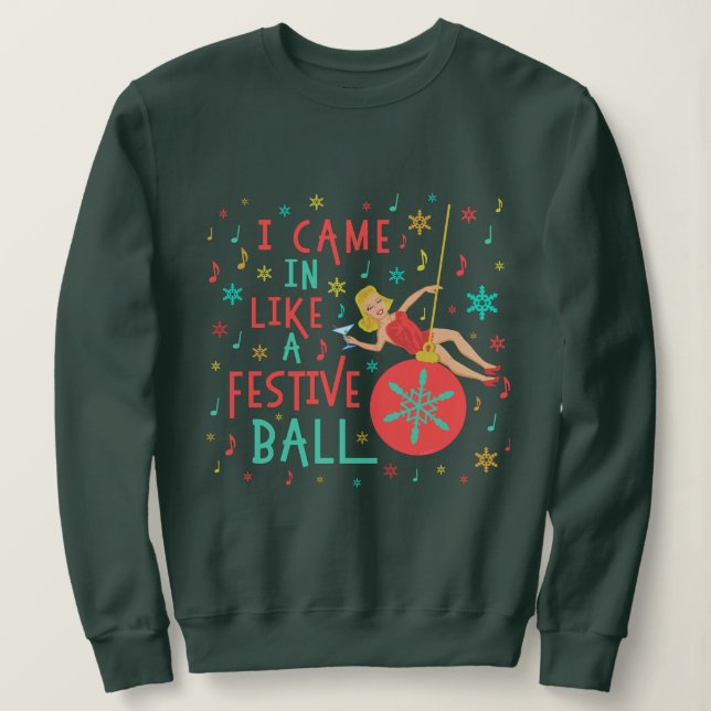 Funny Ugly Christmas Sweater Woman Festive Ball (Design Front)