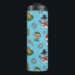 Funny Ugly Christmas Tumbler<br><div class="desc">This fun holiday thermal tumbler features Santa looking excitedly at a nervous gingerbread man,  with a magical snowman,  goofy reindeer,  and silly elf.

Matching coffee cup,  wrapping paper,  and other accessories also available.</div>