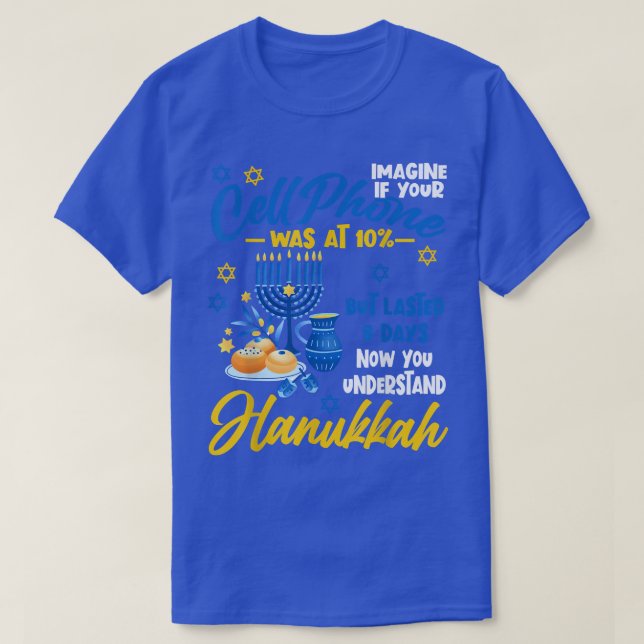 Funny Ugly Hanukkah Chanukah Cellphone Menorah Han T-Shirt (Design Front)