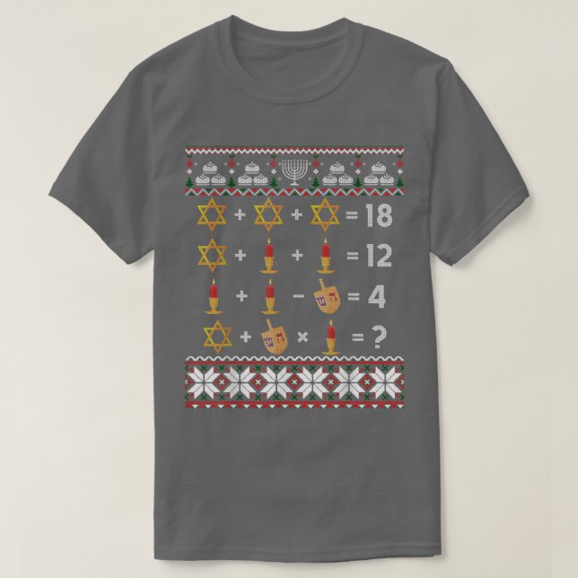Funny Ugly Hanukkah Jewish  Math Teacher Mathemati T-Shirt (Design Front)