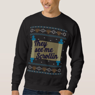 Funny Ugly Hanukkah See Me Scrollin Tee