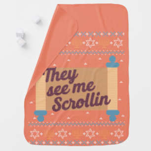 Funny Ugly Hanukkah See Me Scrollin Tee Baby Blanket