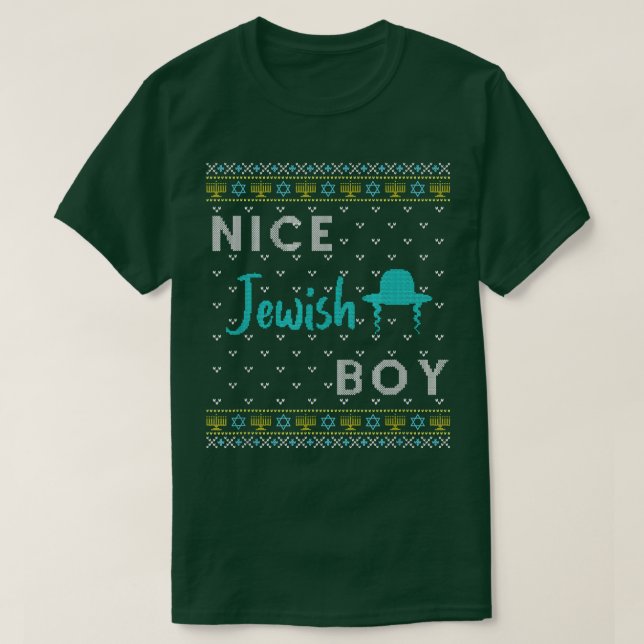 Funny Ugly Hanukkah Sweater Nice Jewish Boy  (Design Front)