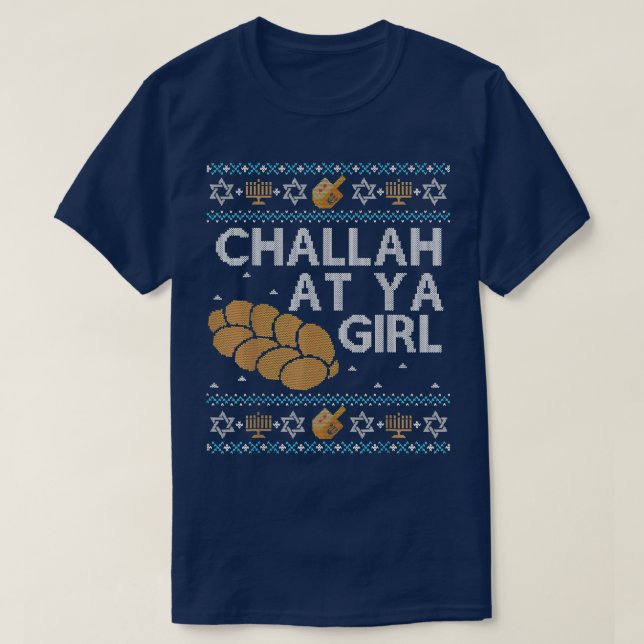 Funny Ugly Hanukkah Sweater Shirt Challah At Ya Gi (Design Front)
