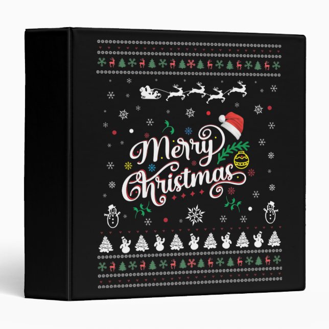 Funny Ugly  Merry Christmas 3 Ring Binder (Front/Spine)