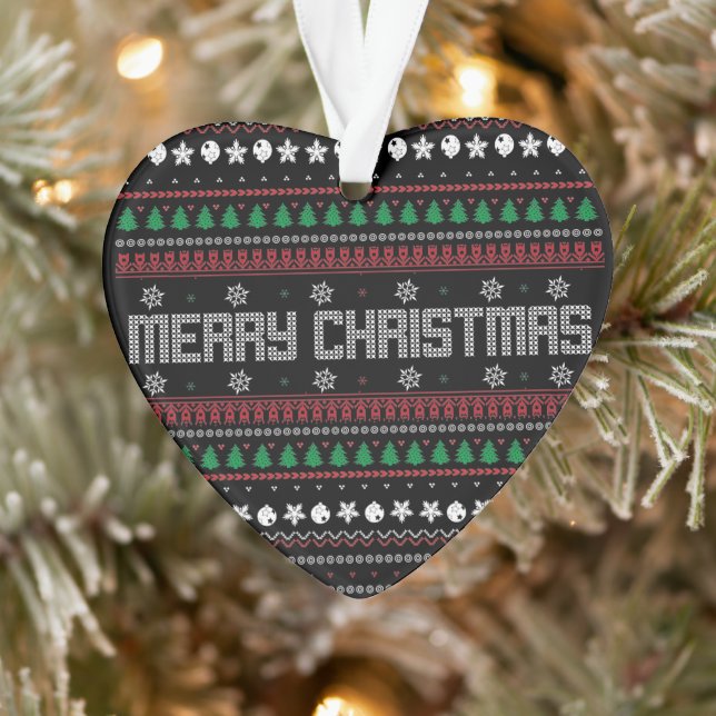 Funny Ugly  Merry Christmas pattern Ornament (Tree)