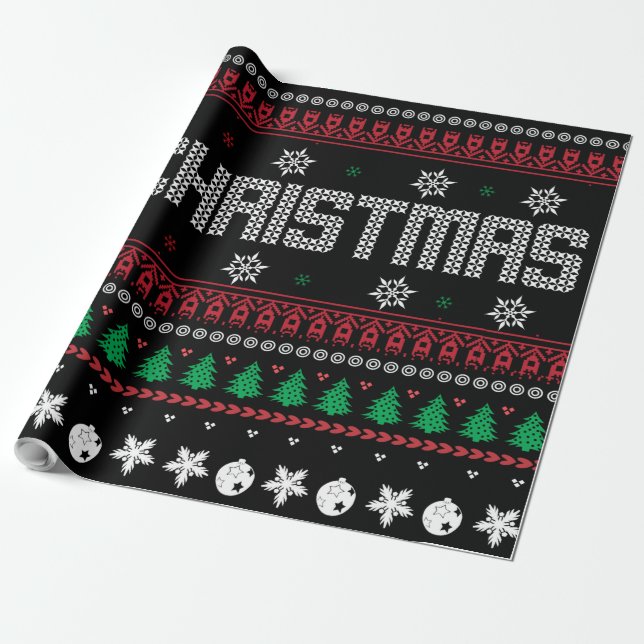 Funny Ugly  Merry Christmas pattern Wrapping Paper (Unrolled)