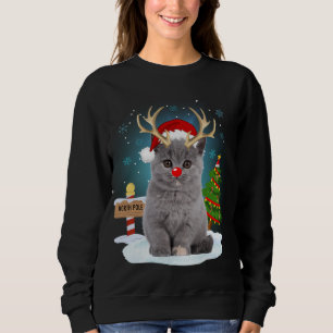 Funny Ugly Sweater Cat Reindeer North Pole Christm