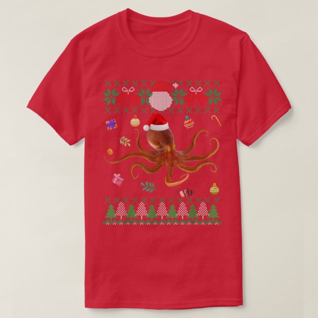 Funny Ugly Sweater Christmas Animals Santa Octopus (Design Front)