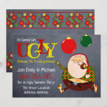 FUNNY UGLY SWEATER Christmas Invite Chalkboard