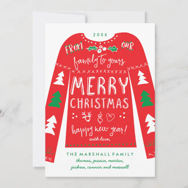 Funny Ugly Sweater Christmas Photo Back Card | Zazzle